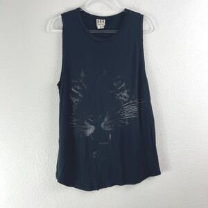 Haute Hippie Women Black Modal Tiger Graphic Muscle Tank Tunic LargeTop Large